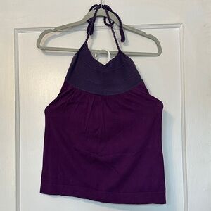 Women’s Braided Halter Tank Top - Deep Plum